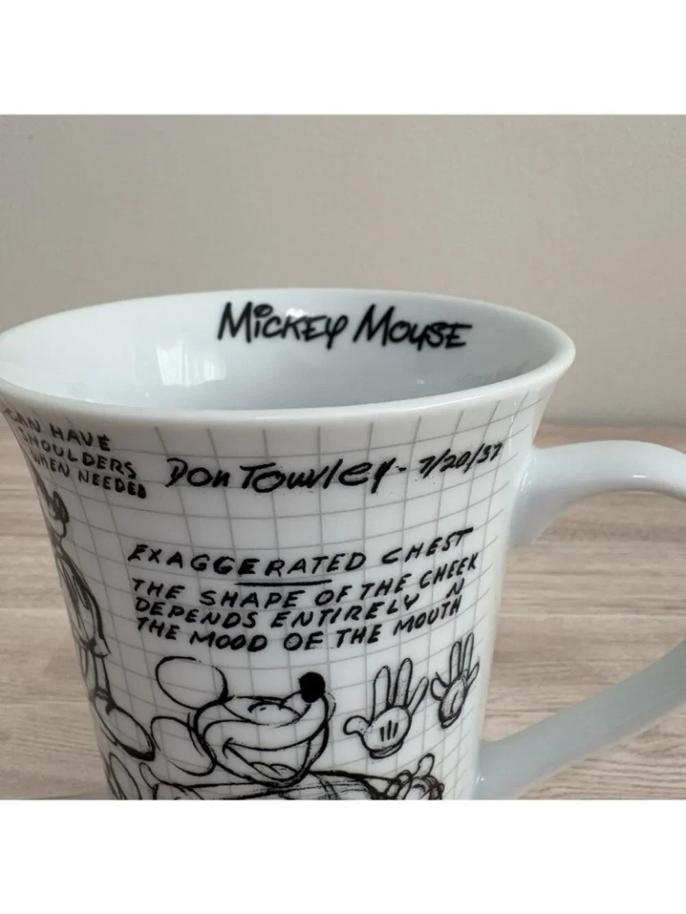 Disney Sketchbook Mickey Mouse Black White Ceramic Mug 2008